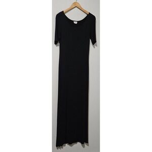 Fantastic Fawn Womens Black Scoop Neck Short Sleeve Maxi Dress Small KD12020-01